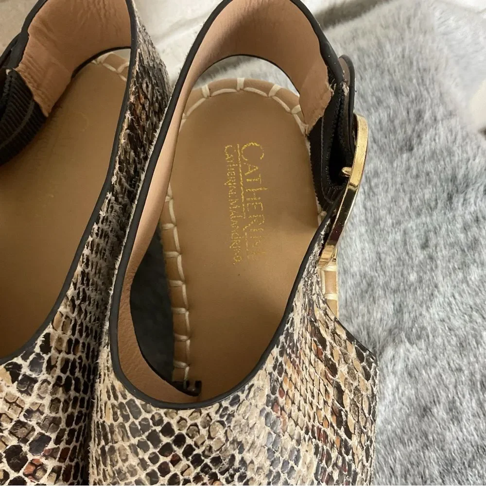 Catherine Malandrino Cirkly Espadrille Snakeskin Print Wedge Sandals Size 8
